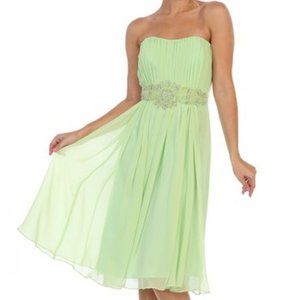 May Queen Lime Sequin Waist Off Shoulder Dress-NWT- SZ 18